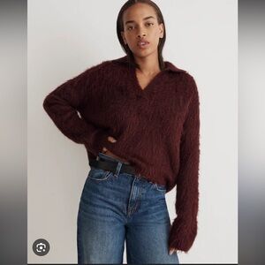 Madewell Jonny collar brushed Burgundy Knit Sweater XS